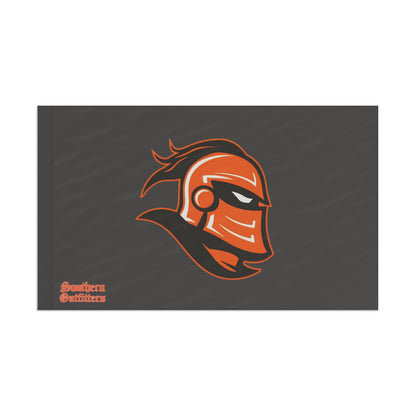 College Knight Mascot Flag — Orange & Gray Team Banner