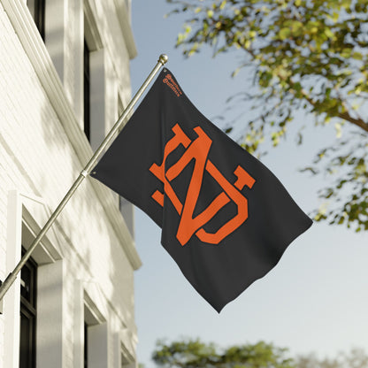 Double-Sided Team Flag — Orange ND Monogram on Black