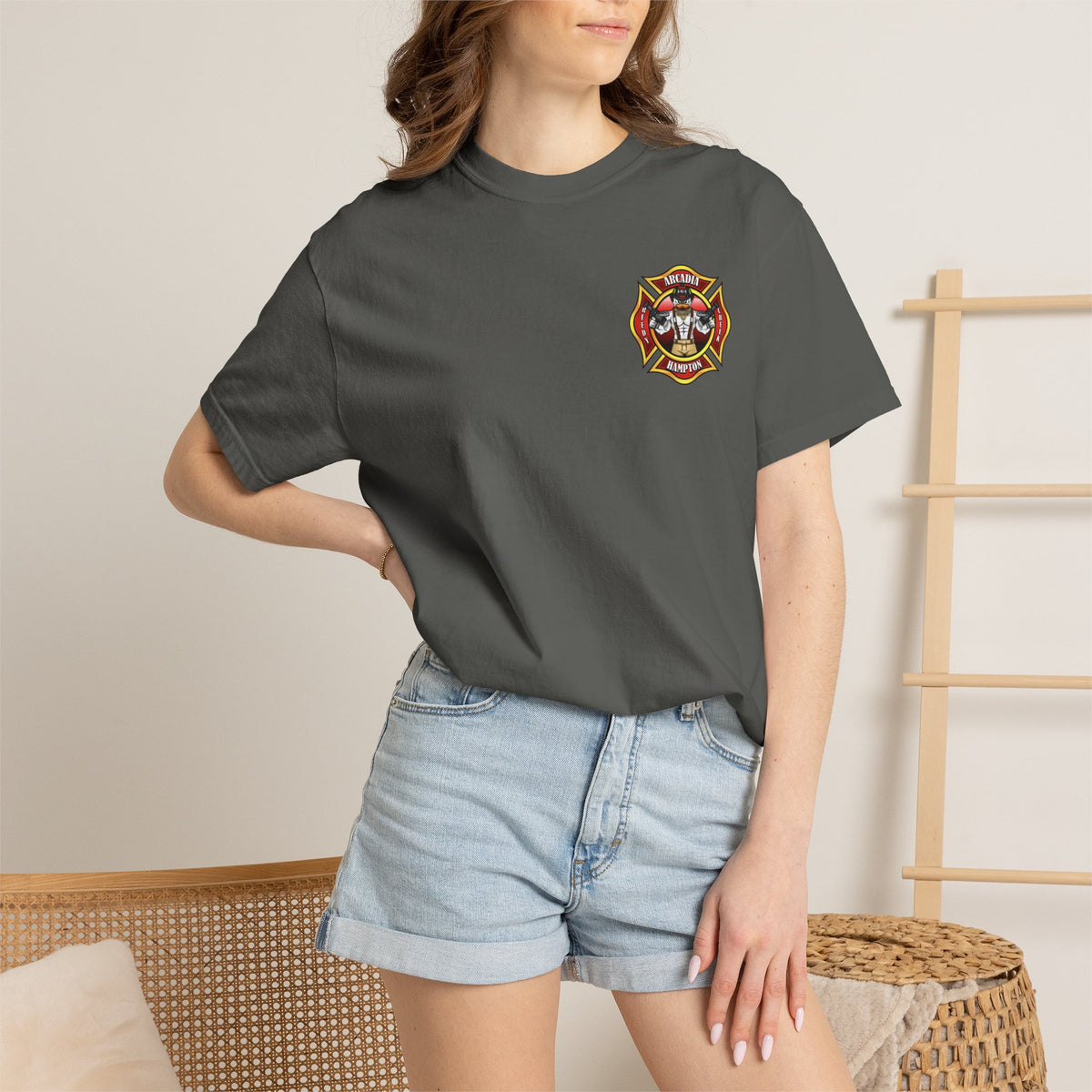 Fire Rescue T-Shirt — Arcadia RC-H American Flag Maltese Cross Tee