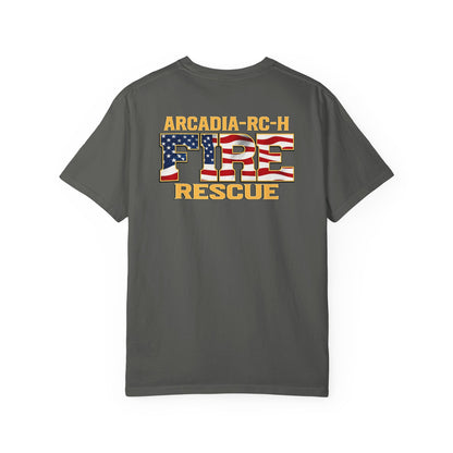 Fire Rescue T-Shirt — Arcadia RC-H American Flag Maltese Cross Tee